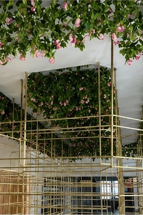 Gold floral display installation